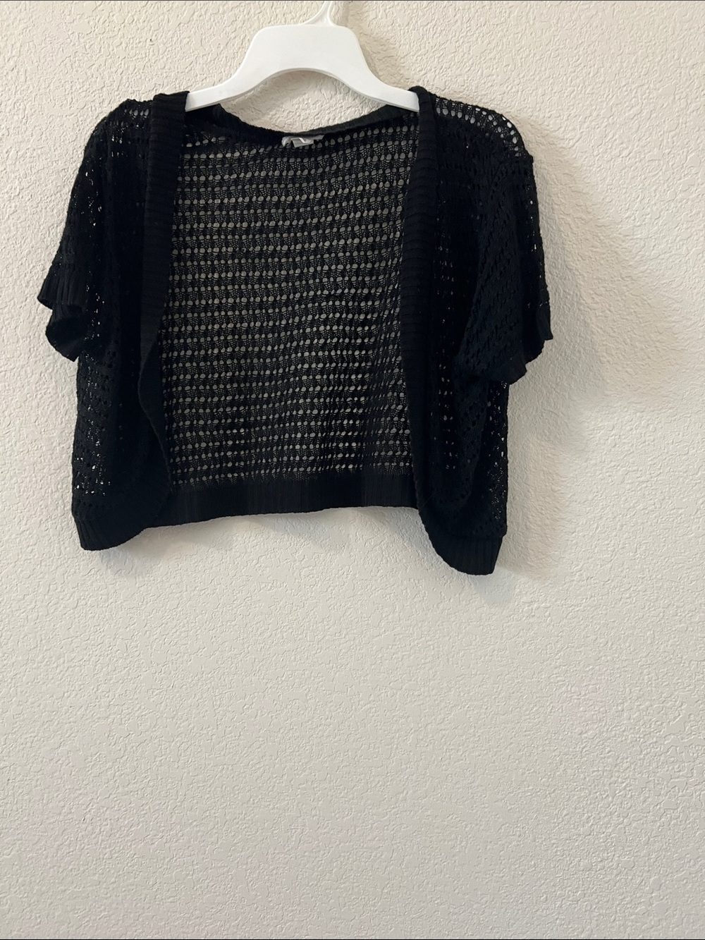 Cropped Open-Knit Black Cardigan Bolero